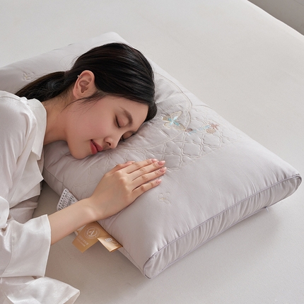 91家纺网 家纺一手货源 找家纺 乐可 2024新款苏锦蚕咝枕枕头枕芯 苏锦蚕咝枕-灰大【一对】