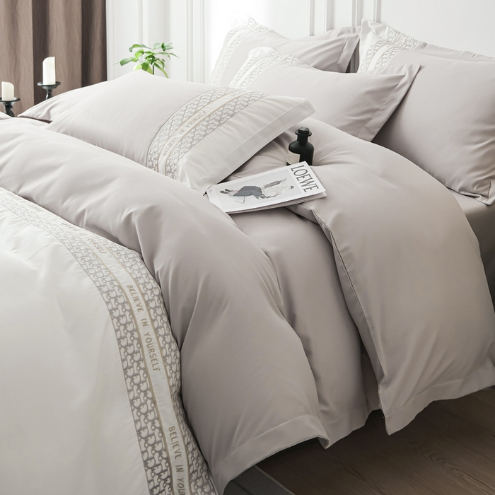 91家纺网 家纺一手货源 找家纺 布可家纺 2025新款时髦大牌高级感水洗磨毛刺绣四件套-帝奥 帝奥-椰子灰