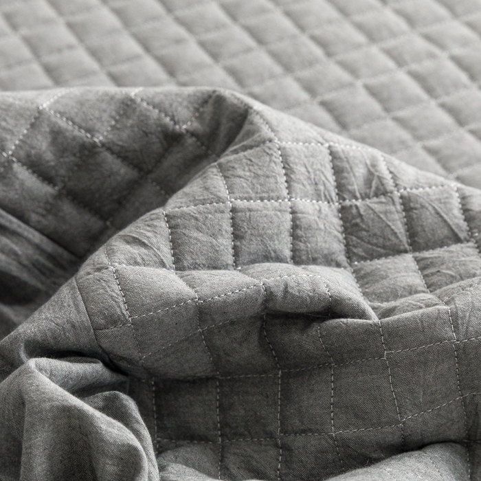 91家纺网 家纺一手货源 找家纺 忘忧草 2024新款全棉色织水洗棉夹棉枕套-格韵 格韵-浅灰