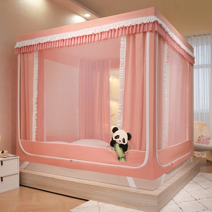 91家纺网 家纺一手货源 找家纺 （总）迪凡保罗 2025新款2405大熊猫纯色遮光帘坐床蚊帐（实拍图）