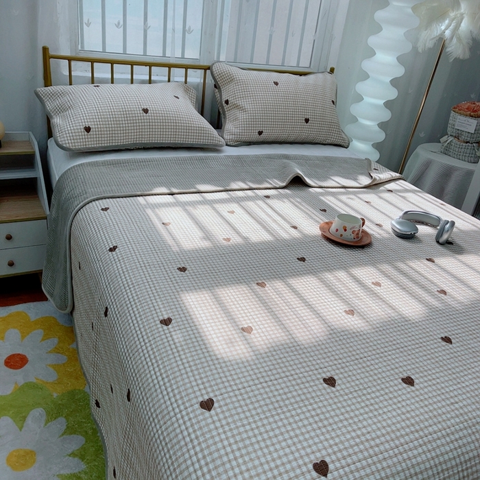 91家纺网 家纺一手货源 找家纺 2024新款棉加绒双面两用四季款床盖三件套 星灿