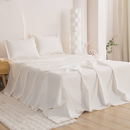 91家纺网 家纺一手货源 找家纺 （总）茗婷家纺 2025新款供外贸跨境亚马逊纯色特价磨毛宾馆床单枕套三件套