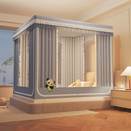 91家纺网 家纺一手货源 找家纺 （总）迪凡保罗 2025新款2405大熊猫纯色遮光帘坐床蚊帐（3D建模图）