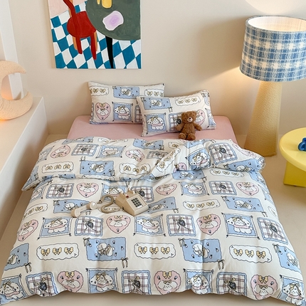 91家纺网 家纺一手货源 找家纺 （总）三味舒屋 2025新款卡通印花牛奶绒单被套枕套床笠