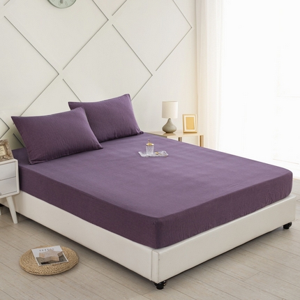 （总）鲁爱 2025新款色织提花全棉双层纱床笠（正反两用）