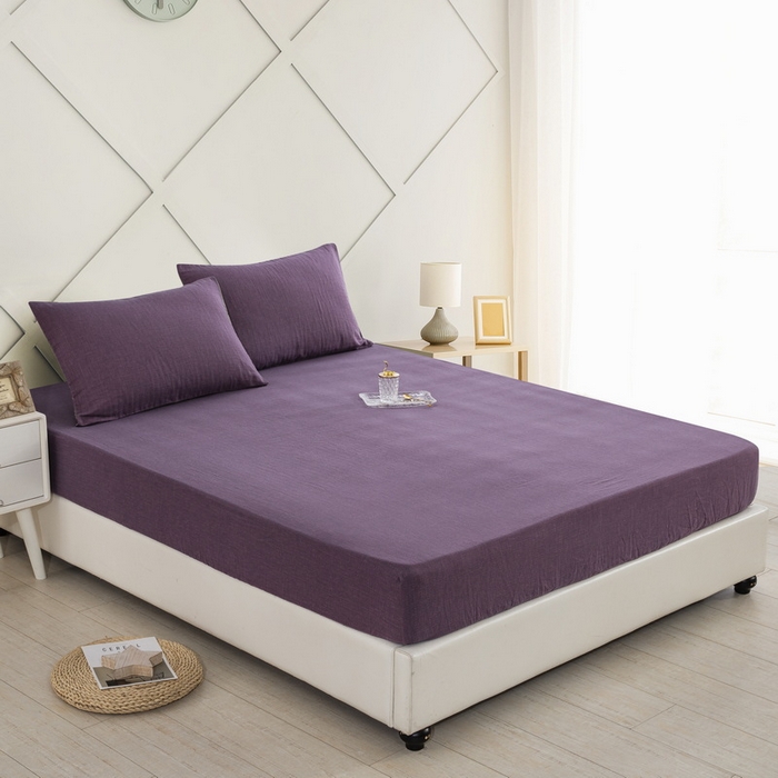 91家纺网 家纺一手货源 找家纺 （总）鲁爱 2025新款色织提花全棉双层纱床笠（正反两用）