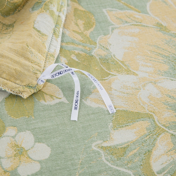 91家纺网 家纺一手货源 找家纺 鲁爱 2025新款全棉双层纱流苏花边四件套 寻芳-绿