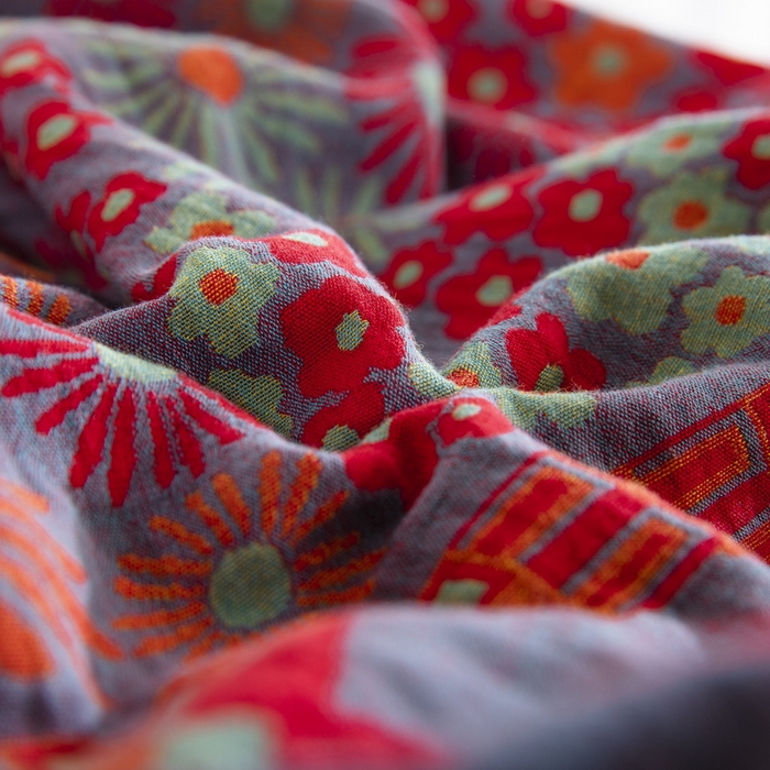 91家纺网 家纺一手货源 找家纺 鲁爱 2025新款大版色织提花全棉双层纱四件套 美妙大冒险-紫罗兰