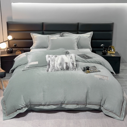 91家纺网 家纺一手货源 找家纺 （总）2024新款轻奢小香风刺绣全消光A类高克重牛奶绒四件套-赛琳