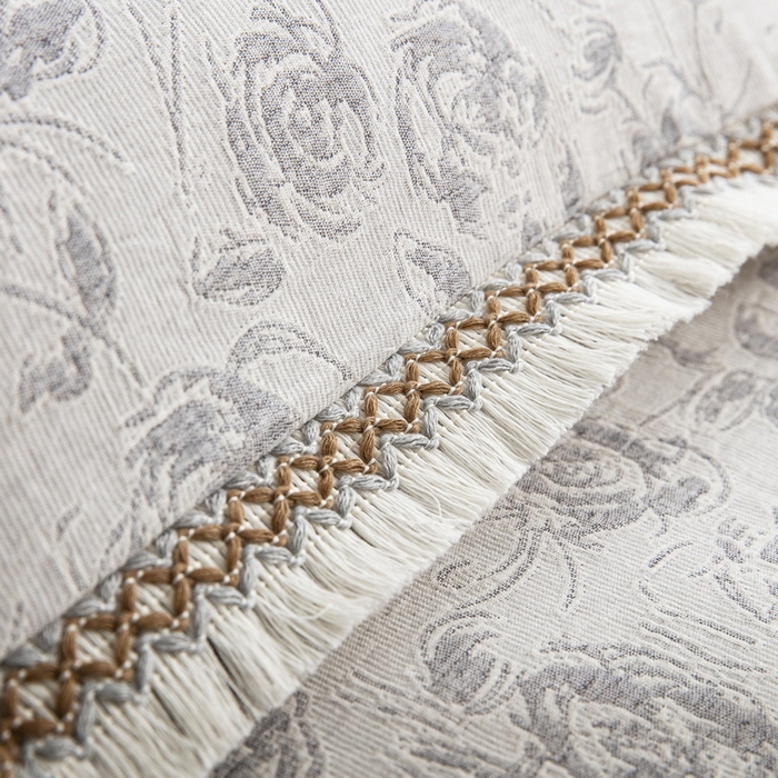 91家纺网 家纺一手货源 找家纺 鲁爱 2025新款全棉三层纱流苏款四件套 唯爱-灰