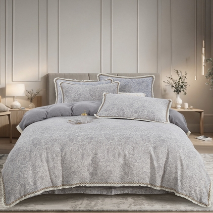 91家纺网 家纺一手货源 找家纺 （总）鲁爱 2025新款全棉三层纱流苏款四件套