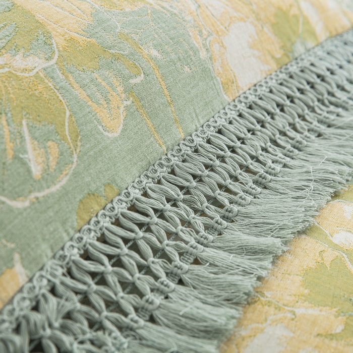 91家纺网 家纺一手货源 找家纺 鲁爱 2025新款全棉双层纱流苏花边四件套 寻芳-绿