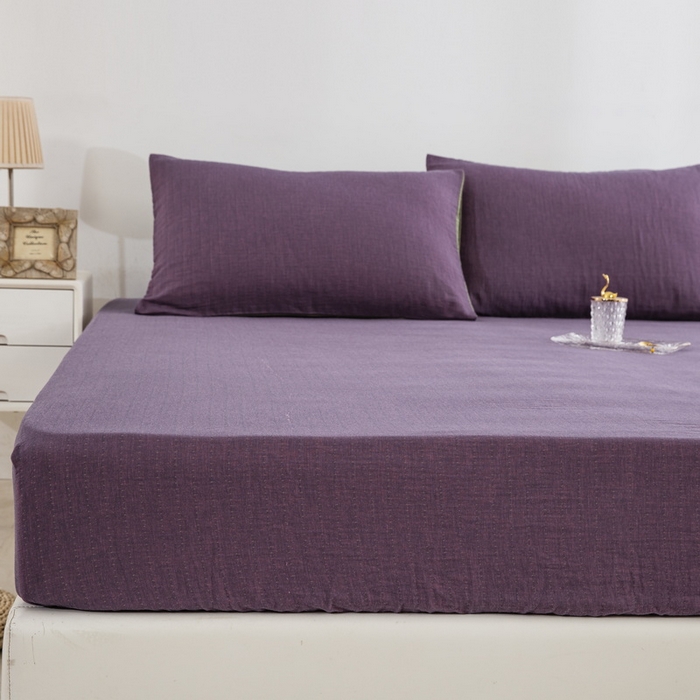 91家纺网 家纺一手货源 找家纺 （总）鲁爱 2025新款色织提花全棉双层纱床笠（正反两用）