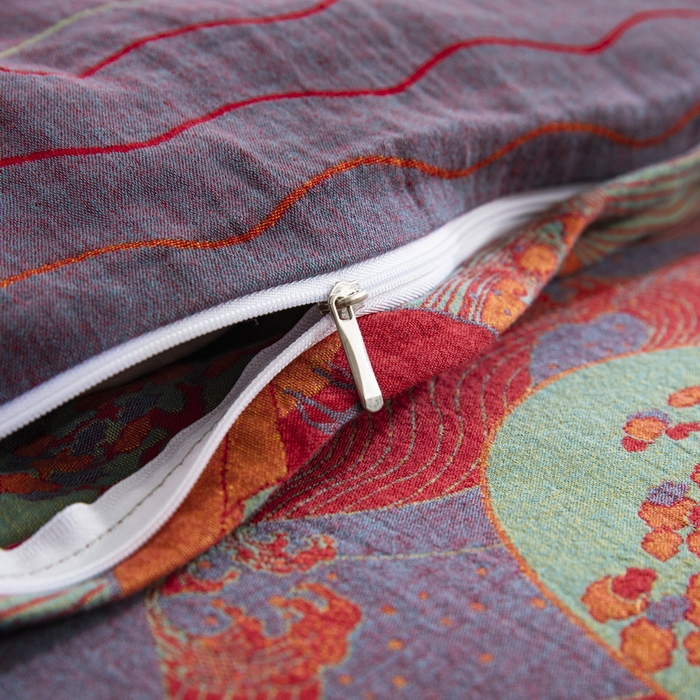 91家纺网 家纺一手货源 找家纺 鲁爱 2025新款大版色织提花全棉双层纱四件套 海上明月-紫罗兰