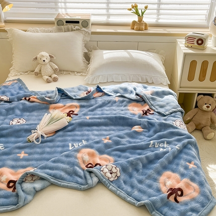 91家纺网 家纺一手货源 找家纺 （总）悦织湾家纺 2025新款320克仿兔毛大泡泡印花毯子纯色牛奶绒毛毯出口外贸跨境专供直播电商热销款 