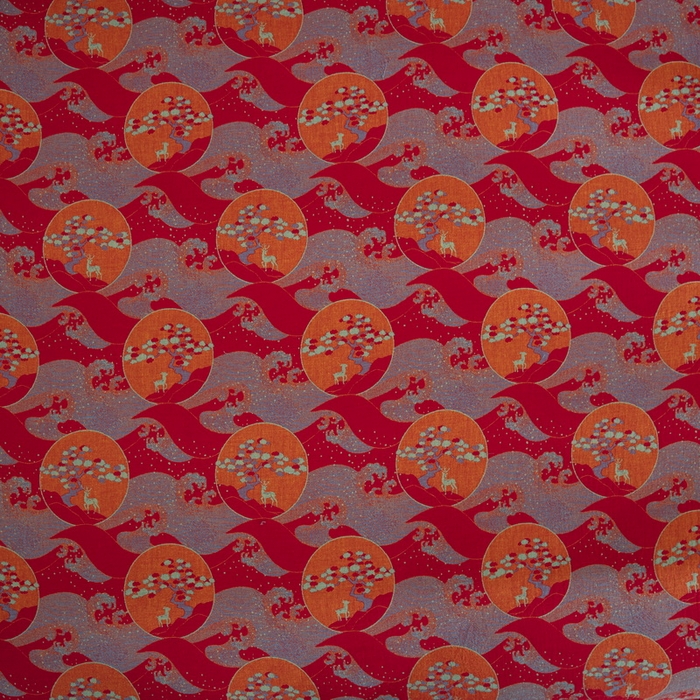 91家纺网 家纺一手货源 找家纺 鲁爱 2025新款大版色织提花全棉双层纱四件套 海上明月-红