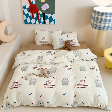 91家纺网 家纺一手货源 找家纺 （总）三味舒屋 2025新款卡通印花牛奶绒单被套枕套床笠