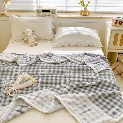 91家纺网 家纺一手货源 找家纺 （总）悦织湾家纺 2025新款320克仿兔毛大泡泡印花毯子纯色牛奶绒毛毯出口外贸跨境专供直播电商热销款 