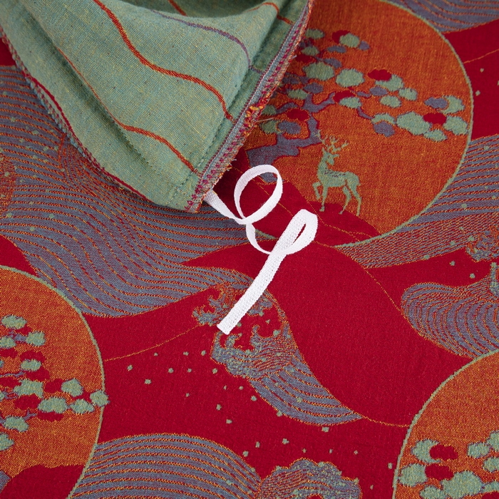 91家纺网 家纺一手货源 找家纺 鲁爱 2025新款大版色织提花全棉双层纱四件套 海上明月-红