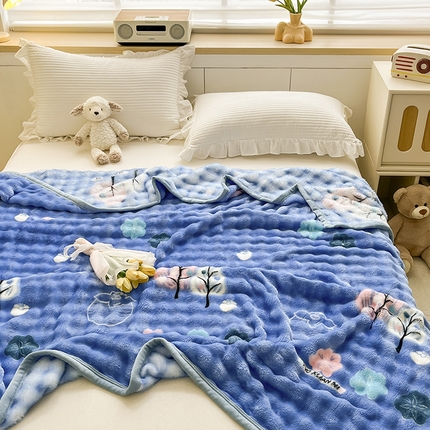 91家纺网 家纺一手货源 找家纺 （总）悦织湾家纺 2025新款320克仿兔毛大泡泡印花毯子纯色牛奶绒毛毯出口外贸跨境专供直播电商热销款 