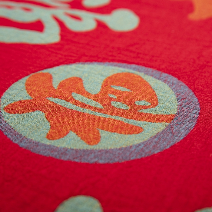 91家纺网 家纺一手货源 找家纺 鲁爱 2025新款色织提花全棉双层纱床笠（正反两用） 百福-正红（双面用床笠）