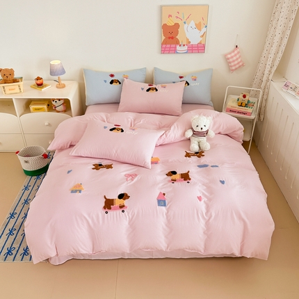 91家纺网 家纺一手货源 找家纺 （总）希丞 2024新款亲肤舒适卡通毛巾绣水洗棉印花四件套（提供买家秀）