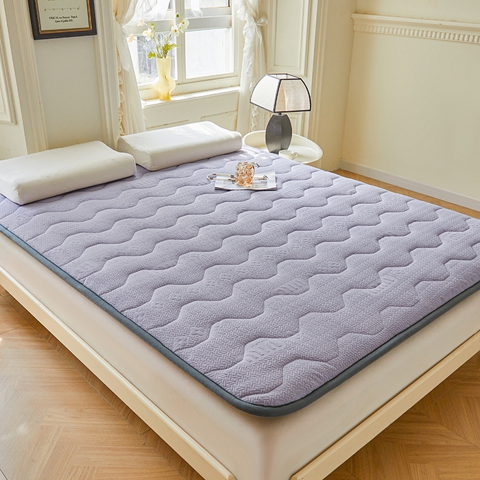 91家纺网 家纺一手货源 找家纺 丽诺床垫 2024新款雕花绒宽边床垫 雕花绒宽边床垫-灰紫色