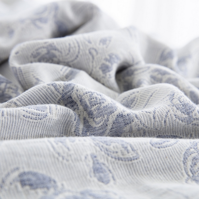 91家纺网 家纺一手货源 找家纺 鲁爱 2025新款全棉三层纱流苏款四件套 唯爱-蓝