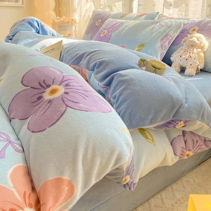 91家纺网 家纺一手货源 找家纺 （总）女子家纺 2024新款加厚保暖高克重牛奶绒床裙四件套