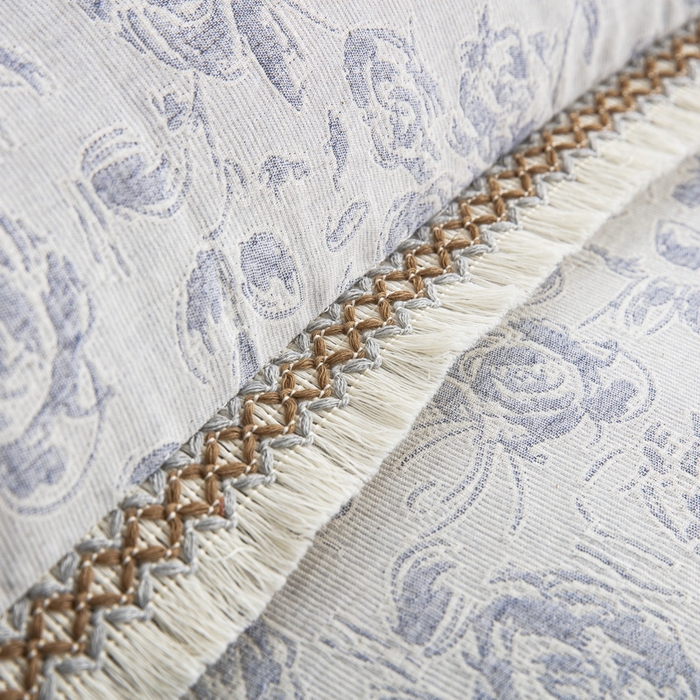 91家纺网 家纺一手货源 找家纺 鲁爱 2025新款全棉三层纱流苏款四件套 唯爱-蓝