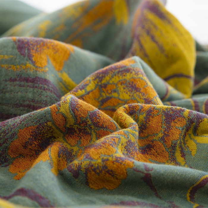 91家纺网 家纺一手货源 找家纺 鲁爱 2025新款大版色织提花全棉双层纱四件套 游园清梦-绿