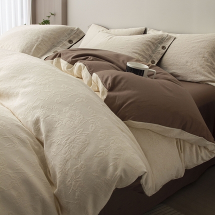 91家纺网 家纺一手货源 找家纺 （总）简宜家居（朝初家纺） 2025新款全棉三层水洗提花四件套