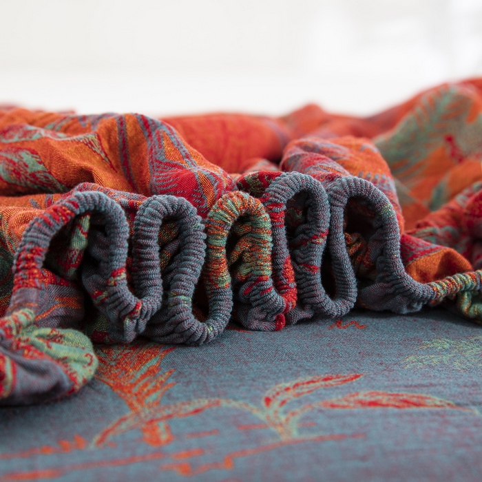 91家纺网 家纺一手货源 找家纺 鲁爱 2025新款色织提花全棉双层纱床笠（正反两用） 奇幻丛林-紫罗兰（双面用床笠）