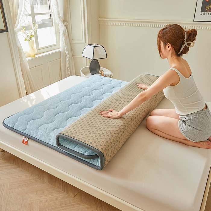 91家纺网 家纺一手货源 找家纺 丽诺床垫 2024新款雕花绒宽边床垫 雕花绒宽边床垫-蓝色