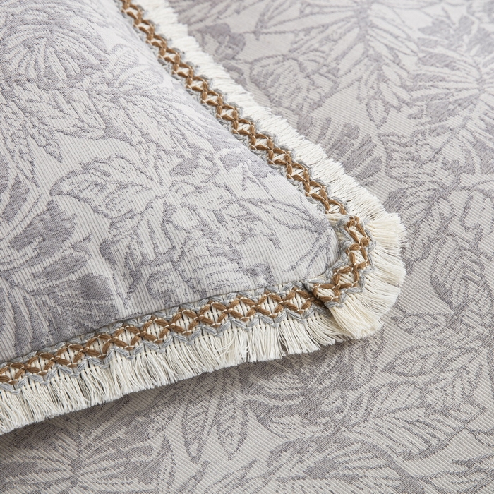 91家纺网 家纺一手货源 找家纺 鲁爱 2025新款全棉三层纱流苏款四件套 知心-灰