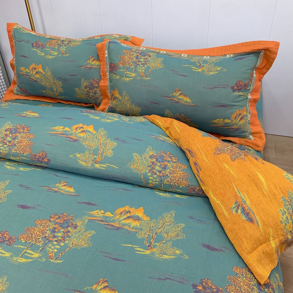 91家纺网 家纺一手货源 找家纺 （总）鲁爱 2025新款全棉色织双层纱新款镂空四件套