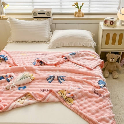 91家纺网 家纺一手货源 找家纺 悦织湾家纺 2025新款320克仿兔毛大泡泡印花毯子纯色牛奶绒毛毯出口外贸跨境专供直播电商热销款  永结同心