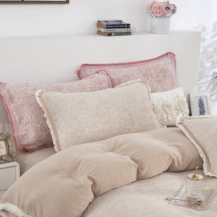 91家纺网 家纺一手货源 找家纺 （总）鲁爱 2025新款全棉三层纱流苏款四件套