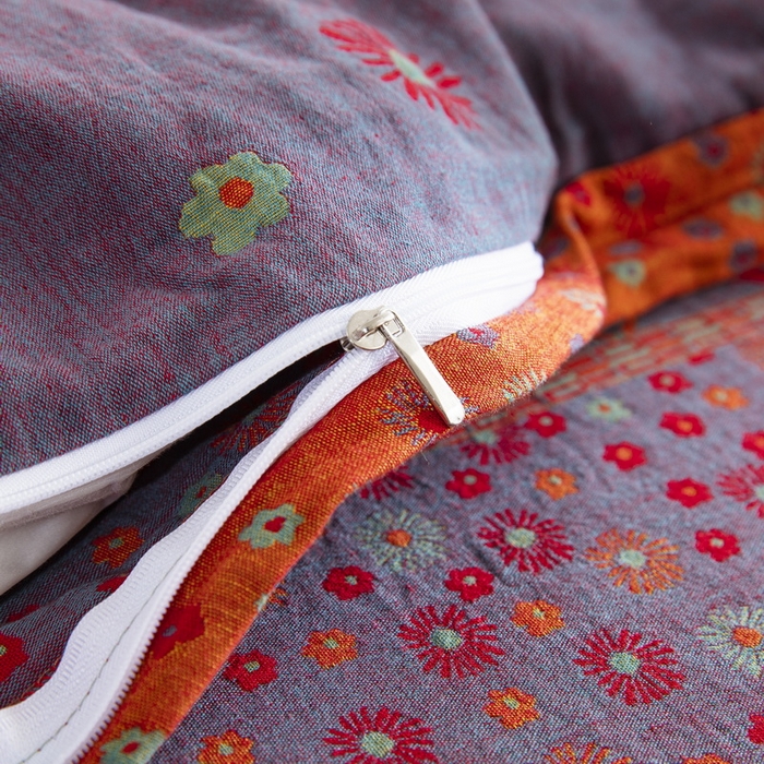 91家纺网 家纺一手货源 找家纺 鲁爱 2025新款大版色织提花全棉双层纱四件套 美妙大冒险-紫罗兰