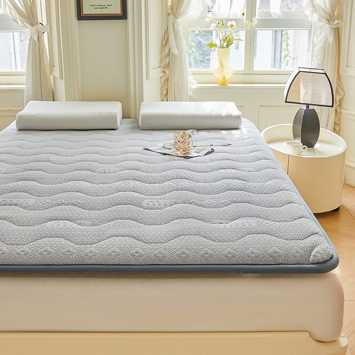 91家纺网 家纺一手货源 找家纺 丽诺床垫 2024新款雕花绒宽边床垫 雕花绒宽边床垫-浅灰