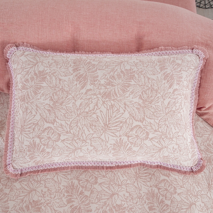 91家纺网 家纺一手货源 找家纺 鲁爱 2025新款全棉三层纱流苏款四件套 知心-粉