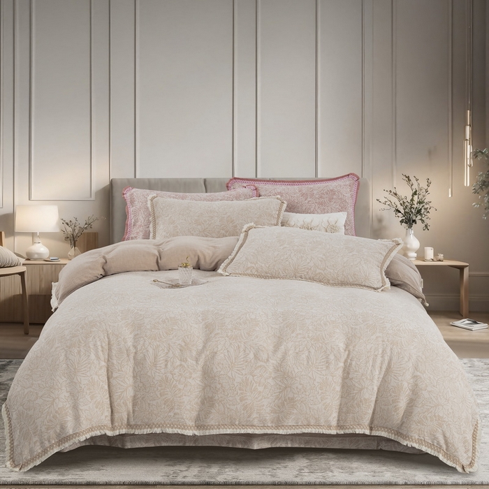 91家纺网 家纺一手货源 找家纺 （总）鲁爱 2025新款全棉三层纱流苏款四件套