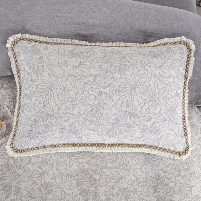 91家纺网 家纺一手货源 找家纺 鲁爱 2025新款全棉三层纱流苏款四件套 知心-灰