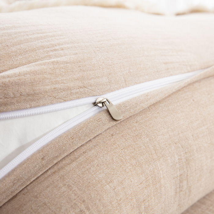 91家纺网 家纺一手货源 找家纺 鲁爱 2025新款全棉三层纱流苏款四件套 唯爱-浅咖