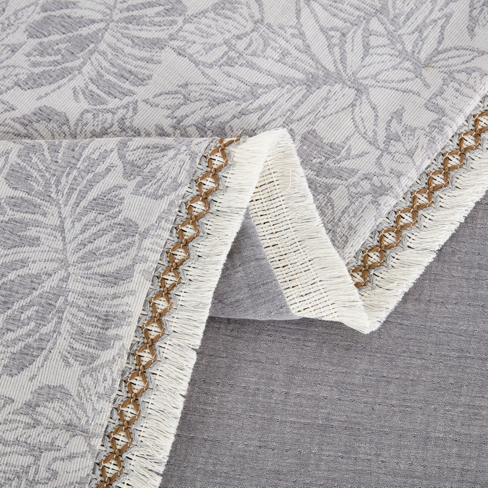 91家纺网 家纺一手货源 找家纺 鲁爱 2025新款全棉三层纱流苏款四件套 知心-灰