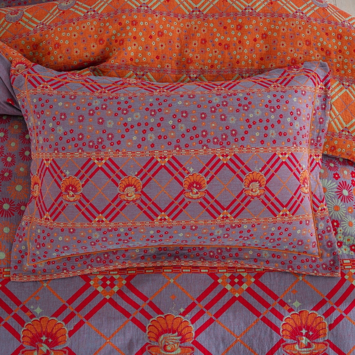 91家纺网 家纺一手货源 找家纺 鲁爱 2025新款大版色织提花全棉双层纱四件套 美妙大冒险-紫罗兰