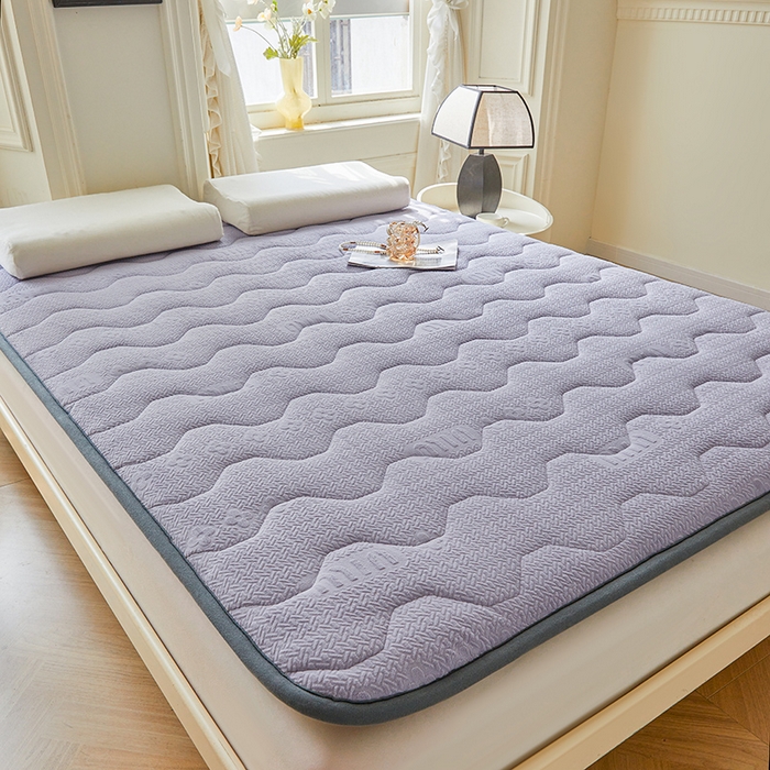 91家纺网 家纺一手货源 找家纺 丽诺床垫 2024新款雕花绒宽边床垫 雕花绒宽边床垫-灰紫色