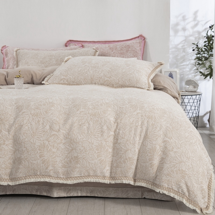 91家纺网 家纺一手货源 找家纺 （总）鲁爱 2025新款全棉三层纱流苏款四件套