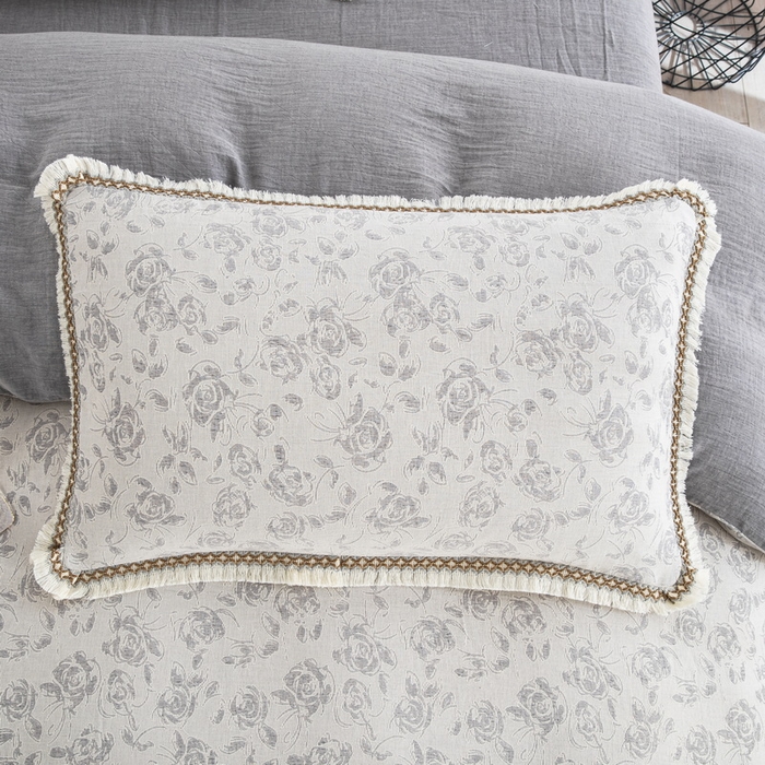 91家纺网 家纺一手货源 找家纺 鲁爱 2025新款全棉三层纱流苏款四件套 唯爱-灰