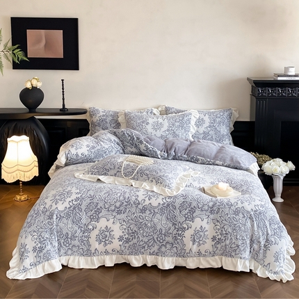 91家纺网 家纺一手货源 找家纺 （总）馨蕊 2024新款秋冬轻奢煦暖绒四件套-花季